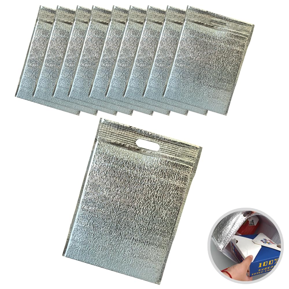 

Senfuu Insulated Cooler Thermal Bags with Handles and Pack of 10 Bags, Zipper, Aluminum, 30x40cm,