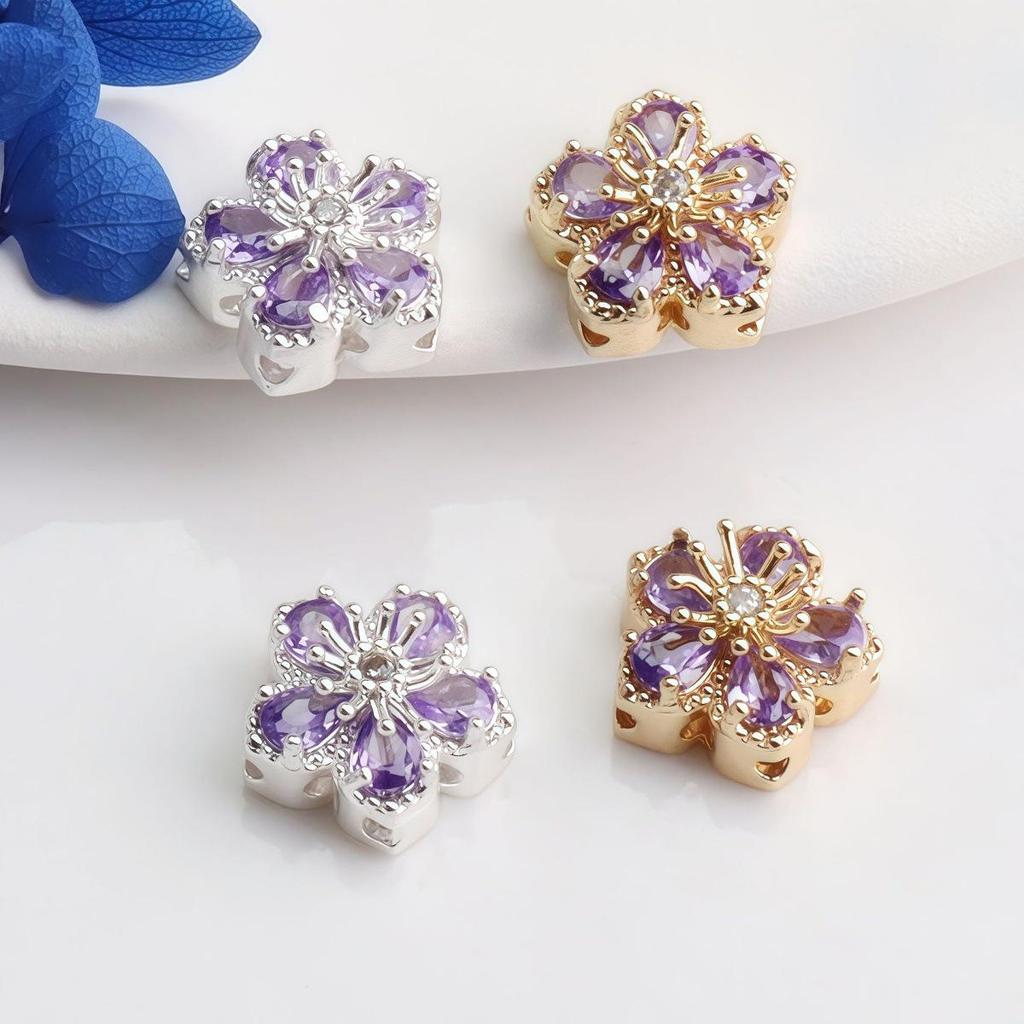 14K Gold-filled Color-preserving Zirconia Butterfly & Flower Spacer Beads for DIY Jewelry