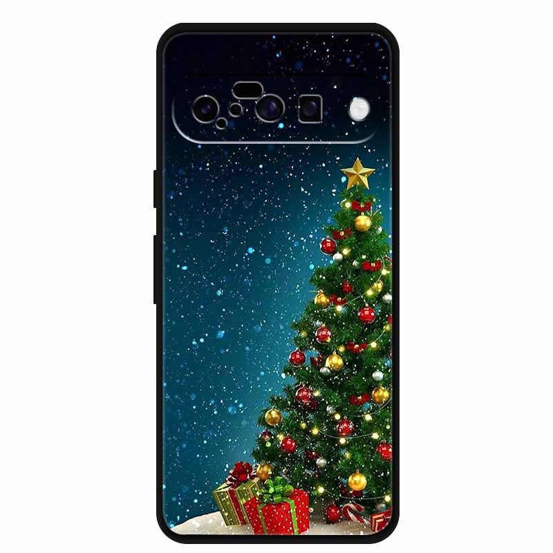 Christmas Phone Cases For Google Pixel 10 Case Silicone Soft Black Cover Christmas Tree for Pixel 10 Pro / 10 Pro XL Back Cover