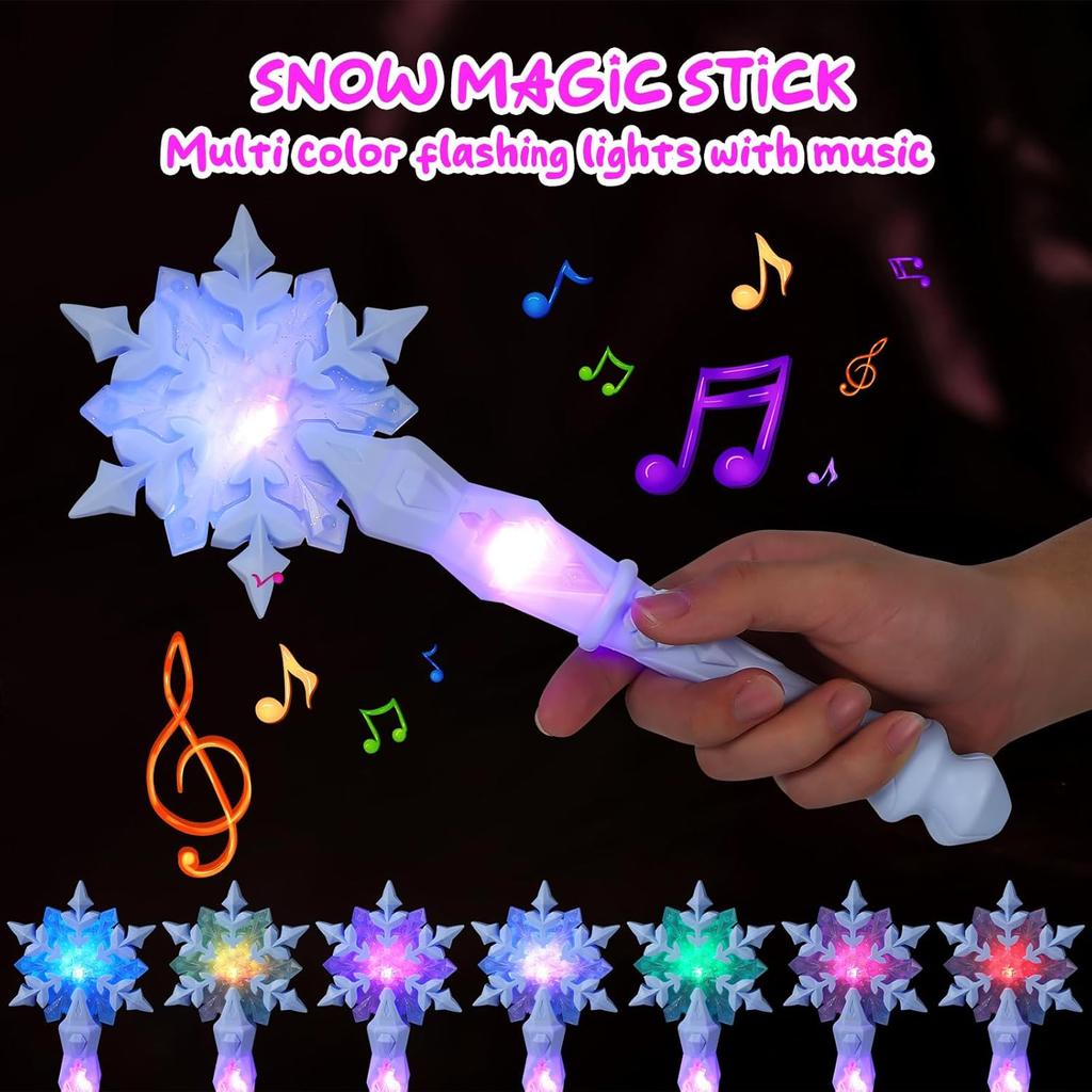 Light Up Snowflake Glow Wand With Sound for Kids Girls Princess Birthday Party Costume Accessories Toy
