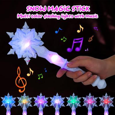 Light Up Snowflake Glow Wand With Sound for Kids Girls Princess Birthday Party Costume Accessories Toy