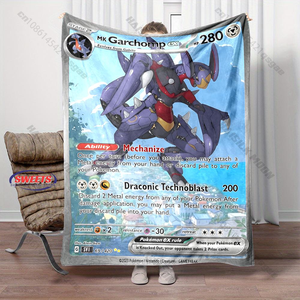 Free Shipping! Pokemon Garchomp Cards Print Blanket Warm Soft Comfortable Home Travel Sofa Bedding Cover Blanket Holiday Gift