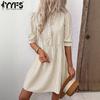 Women's Fashion Summer Spring Stripe Print 1/2 Sleeves O-Neck High Waist Casual Dresses
