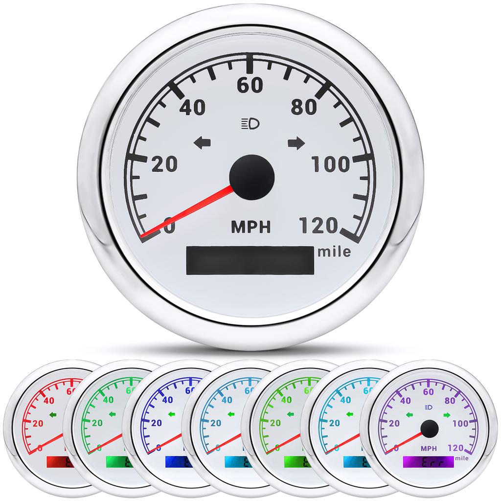 85MM Car Boat GPS Speedometer 0-200MPH Gauge Waterproof Speed Meter With 7 Colors Backlight for Marine Auto Motorcycle 12V/24V