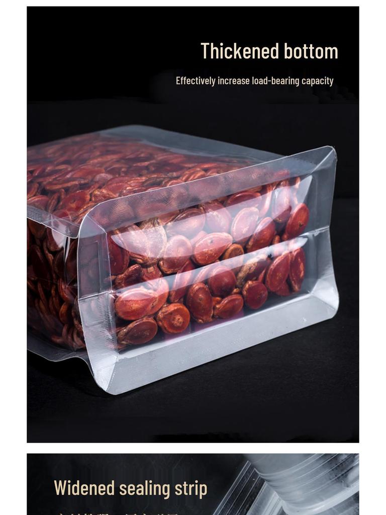 Frosted Transparent Self-Sealing Snack Bag with Handle for Dried Fruit and Tea Storage