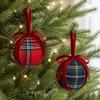 Pallina Decorativa di Natale a Quadri Patch con Ciondolo Fiocco per Decorazione Interna