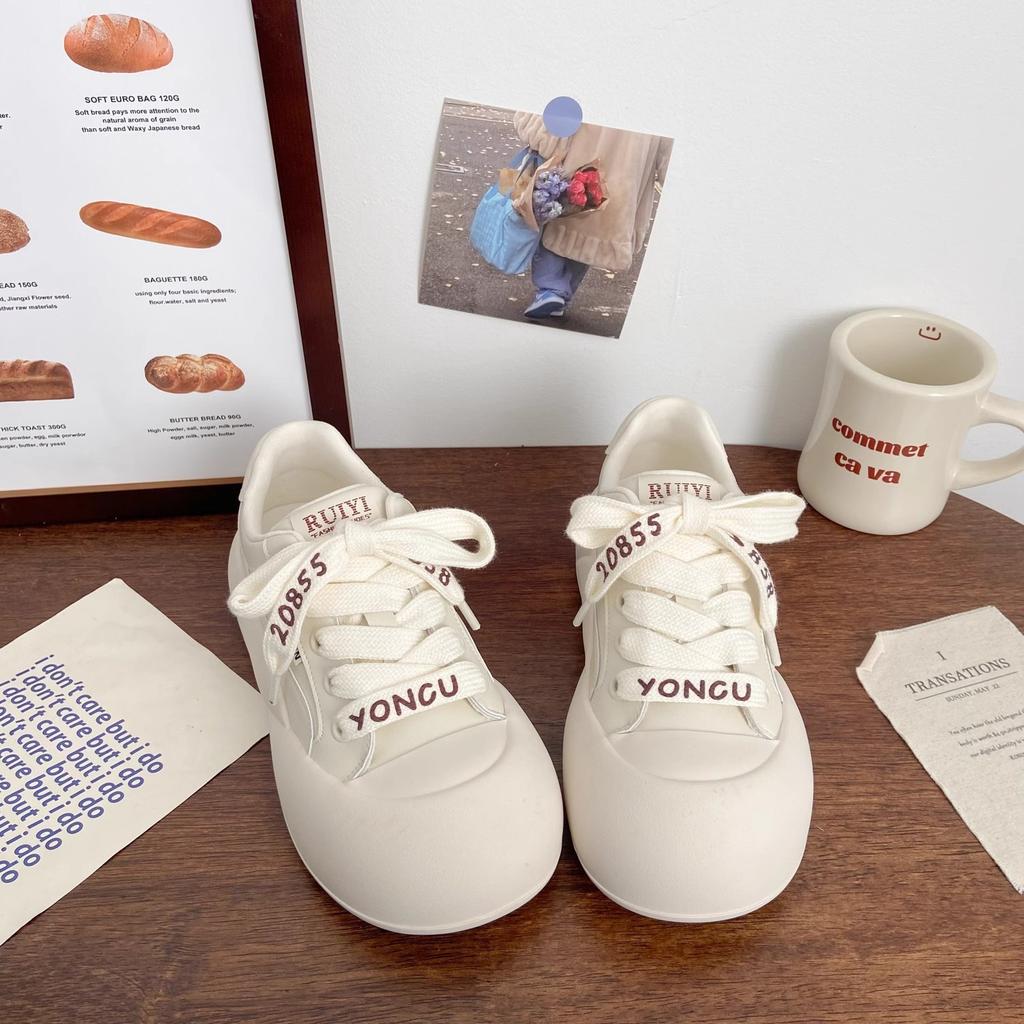 Milk White Platform White Shoes Female Ugly Cute 2025 Spring New Chic Niche Korean Version Board Shoes Sports Bread Shoes