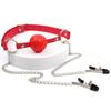 Erotic Toy PU Leather Mouth Gag Ball Oral Sex with Chain Clip Breast Nipple Clamps Fetish Bondage Harness Sex Toys Adult Games