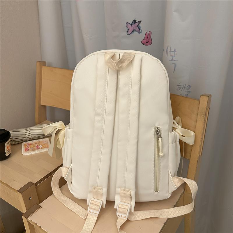 Zaino con Ricamo a Fiocco Pizzo di Nylon Borsa Scolastica per Studenti