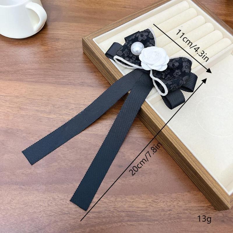Camellia Flower Brooch Pins For Women Fabric Bow Tie Jk College Style Shirt Collar Pin Elegant Jewelry Accessories