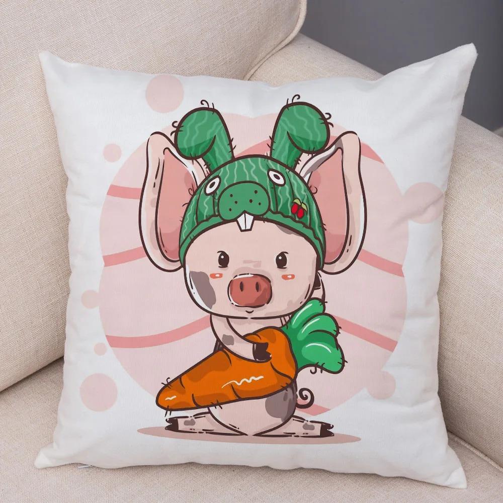 Büro Wohnzimmer Zuhause Kissenbezug Cartoon Haustier Schwein Kissenbezug Auto Ornamente