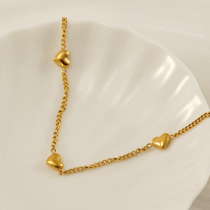 Korean Niche Design Peach Heart Necklace Stainless Steel Versatile Women's Love Bracelet Jewelry