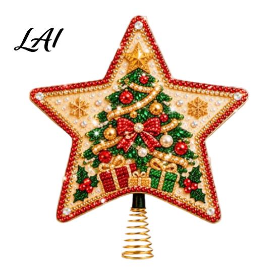 Immersive Festival Crafting DIY Christmas Tree Topper Star Kit with Faux Pearl & Rhinestone Materials Santa Snowman Reindeer Handmade Angel