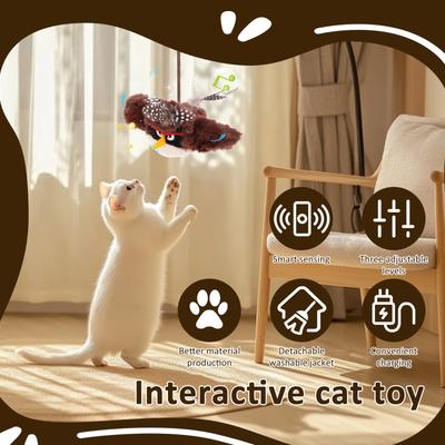 Electric Bird Cat Toy Plush Cute Interactive Cat Toy with 3 Mode Design USB Charging Simulated Chirping Sparrow Toy Pet Supplies