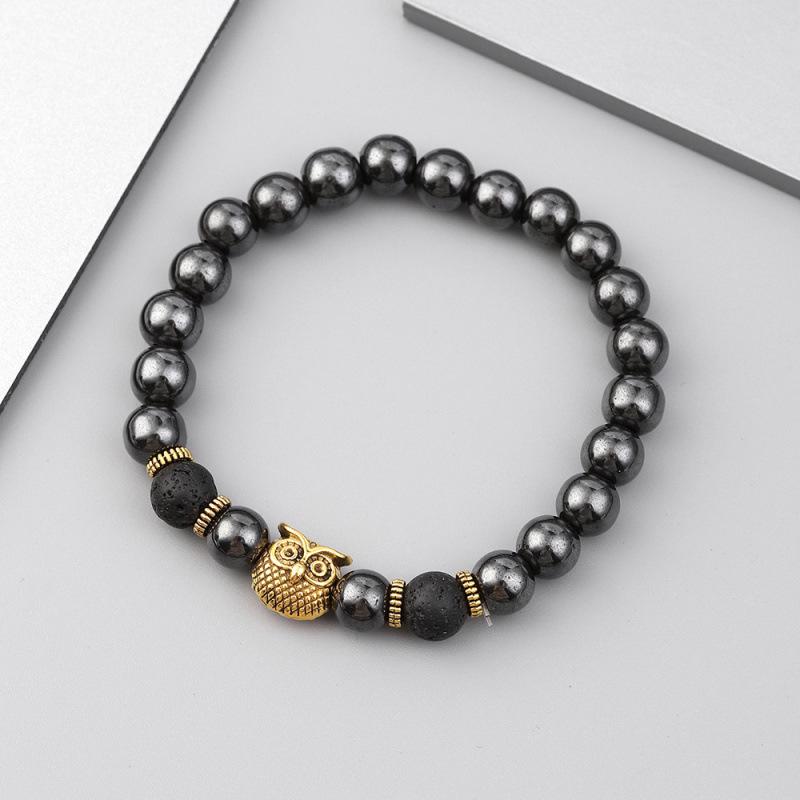 Personalized Owl Beaded Bracelet with Magnetic Iron Core Stone Beads
