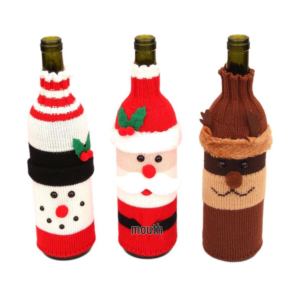 Knitted Wool Wine Bottle Cover for Christmas Decoration In Restaurants and Hotels