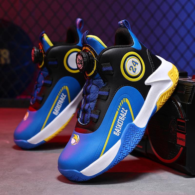 Herbst/Winter Leder Kinder Drehverschluss Basketballschuhe Jugend Kinder Sport Basketballschuhe
