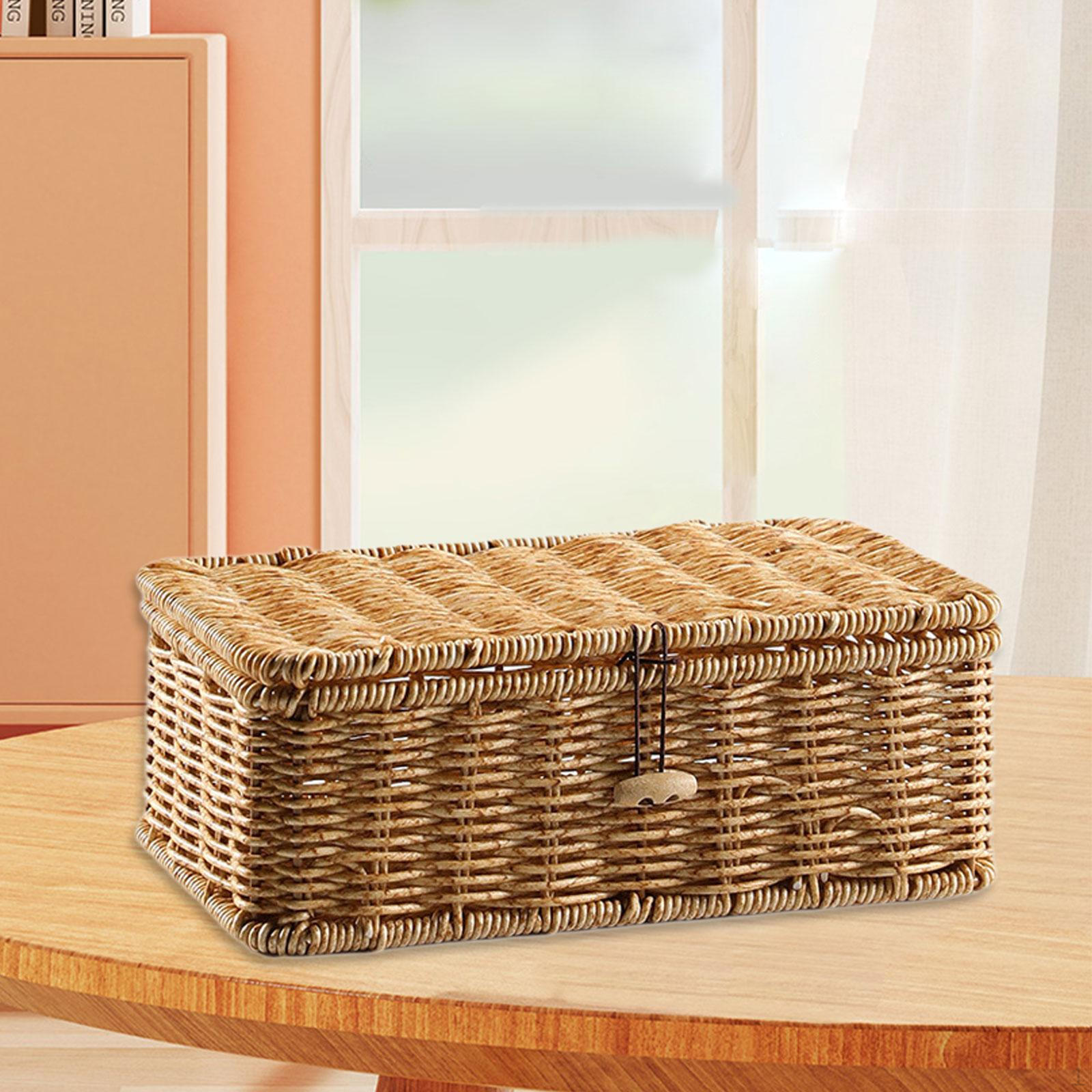 

Rectangular Storage Basket with Lid, Decorative Home Organizer, Made of Polypropylene And Wire, Length 25 cm
