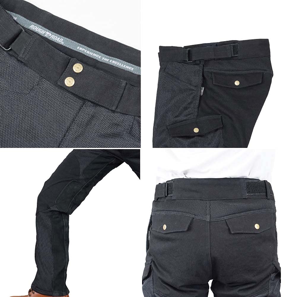 Rough & Road Motorcycle Pants, Full Protection Mesh Pants, LF, Black, LW Size (34-40 In/79-85 Cm Inseam) RR7515LFBK3
