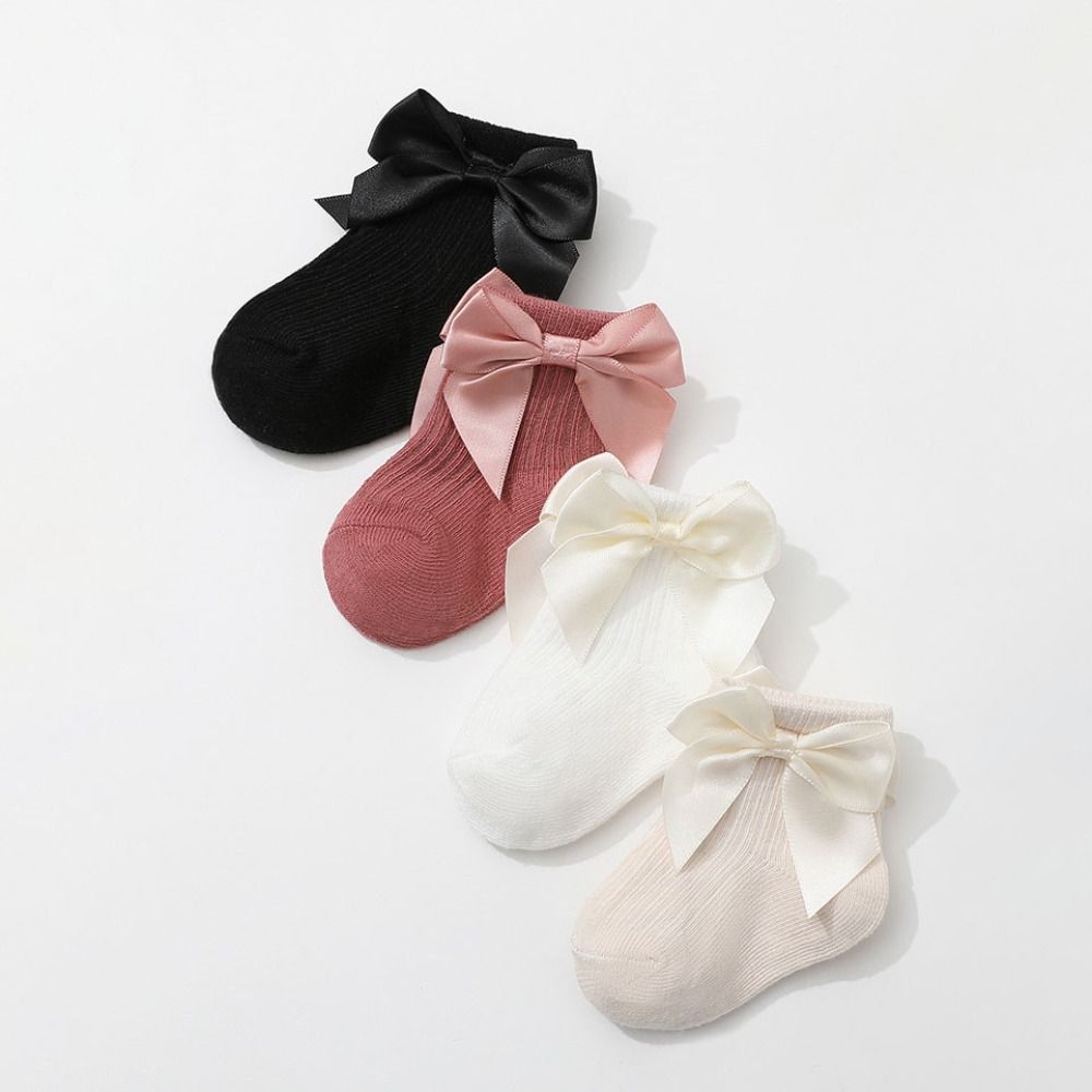 8Pairs Bowknot Toddle Short Tube Socks Stripe Infant Solid Socks Warm Baby Cotton Socks  Gifts