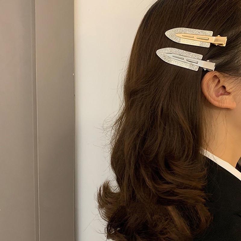 Alloy Diamond Seamless Hairpin Fashion Creative Shovel Shaped Duckbill Clip Rhinestone Bangs Clips For Girls Hair Accessories