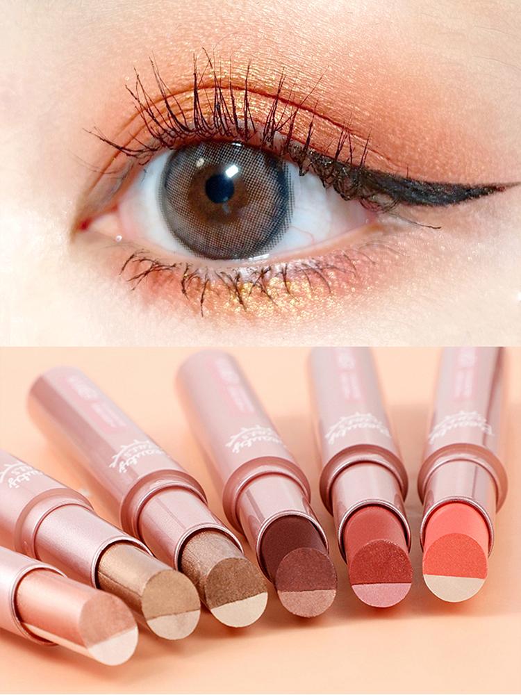 Waterproof Double Eye Shadow Stick - Gradient, Sweat-proof, and Smudge-proof Makeup Tool for Easy and Long-lasting