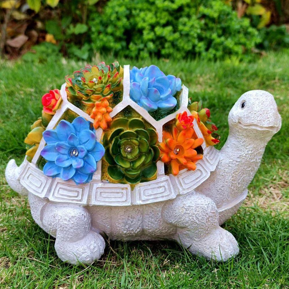 

Cute Solar Turtle Garden Statues Solar Powered Lawn Decor Tortoise Statue Outdoor Use