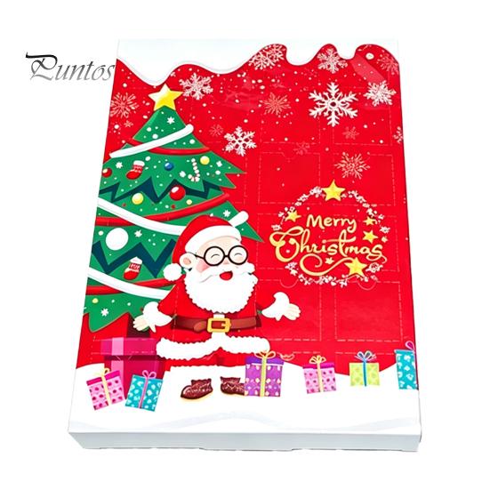 Cardboard Gift Boxes Christmas Countdown Packaging Box, Xmas Advent Calendar with 24 Decoration Slots, DIY Fillable Empty Present Storage Party