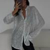 IHUASU Women's Fashion Casual Solid Color Print Long Sleeve POLO Neck Blouses & Shirts Unique design