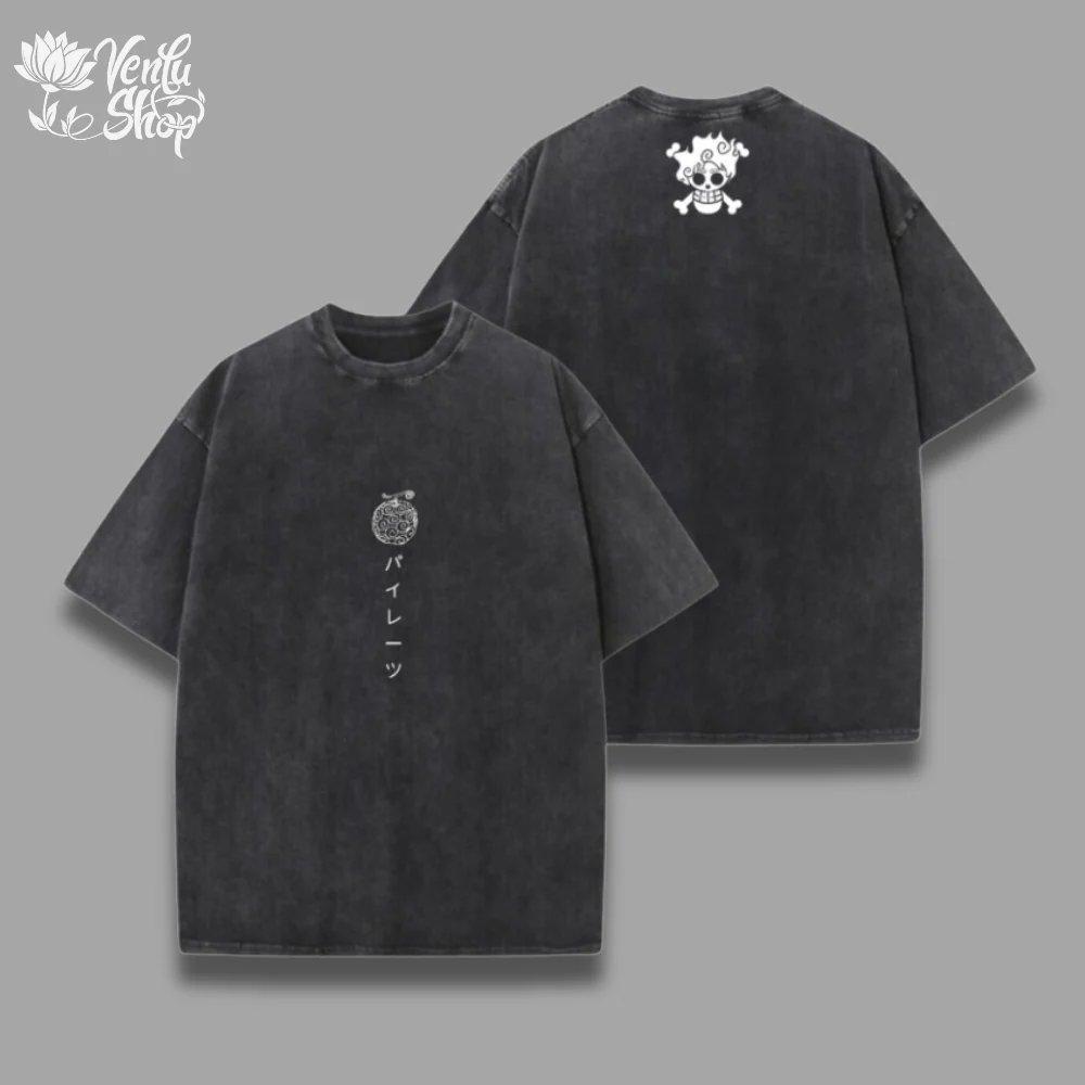 One Piece Skull Short Sleeve Tee Anime Washed Vintage Graphic T-Shirt Man Women Cosplay Casual Tops 2026 Summer Y2k Streetwear