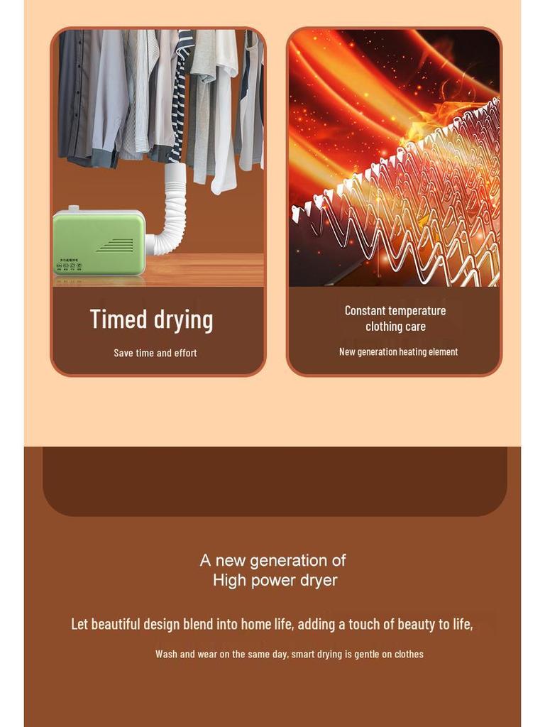 Compact Warm Air Dryer for Shoes, Clothes, and Dust Mite Removal - Ideal for Baby Rooms and Dorms