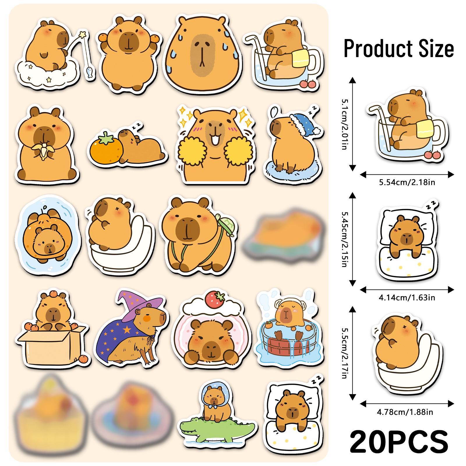 20 Capybara Cute Soft Magnetic Refrigerator Magnets Metal Decor DIY Stickers 5.5-8.5 CM