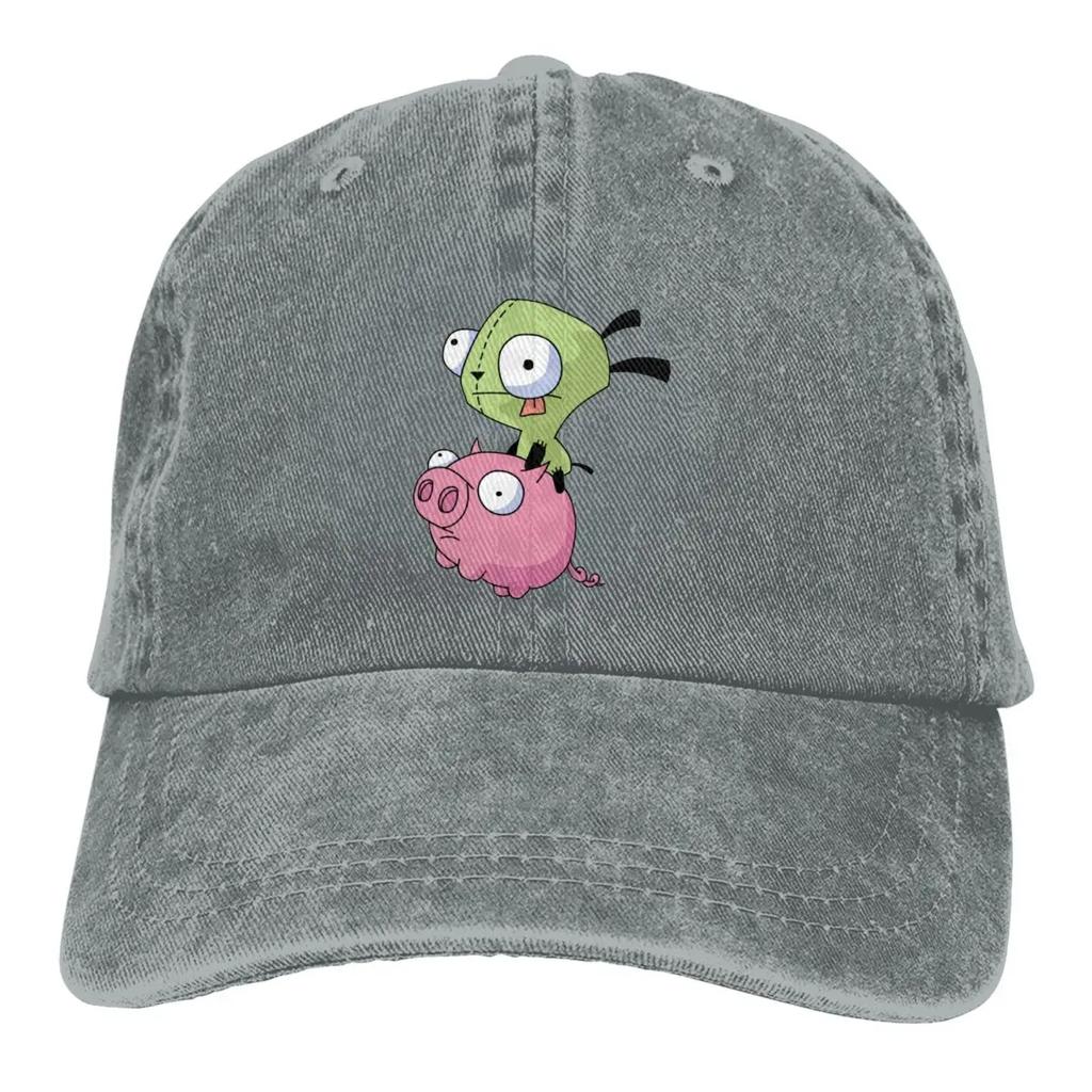 2026 Gir Riding A Pig Invader Zim Merch Unisex Baseball Cap Distressed Cotton Hats Cap Vintage Outdoor Summer Cap
