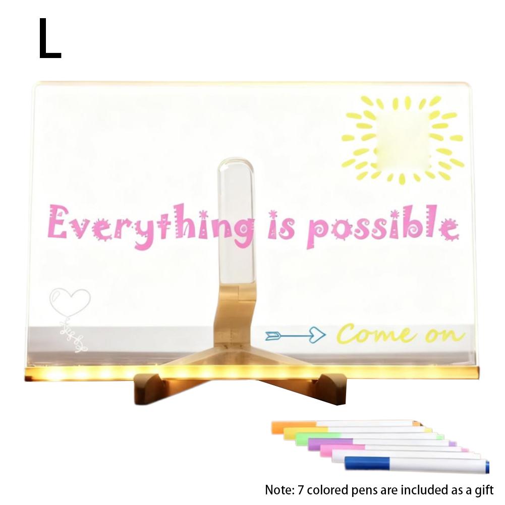 LED Note Board Night Light with 7 Colorful Pen Lighted Acrylic Drawing Board Glowing Message Marker Board For Office School Home