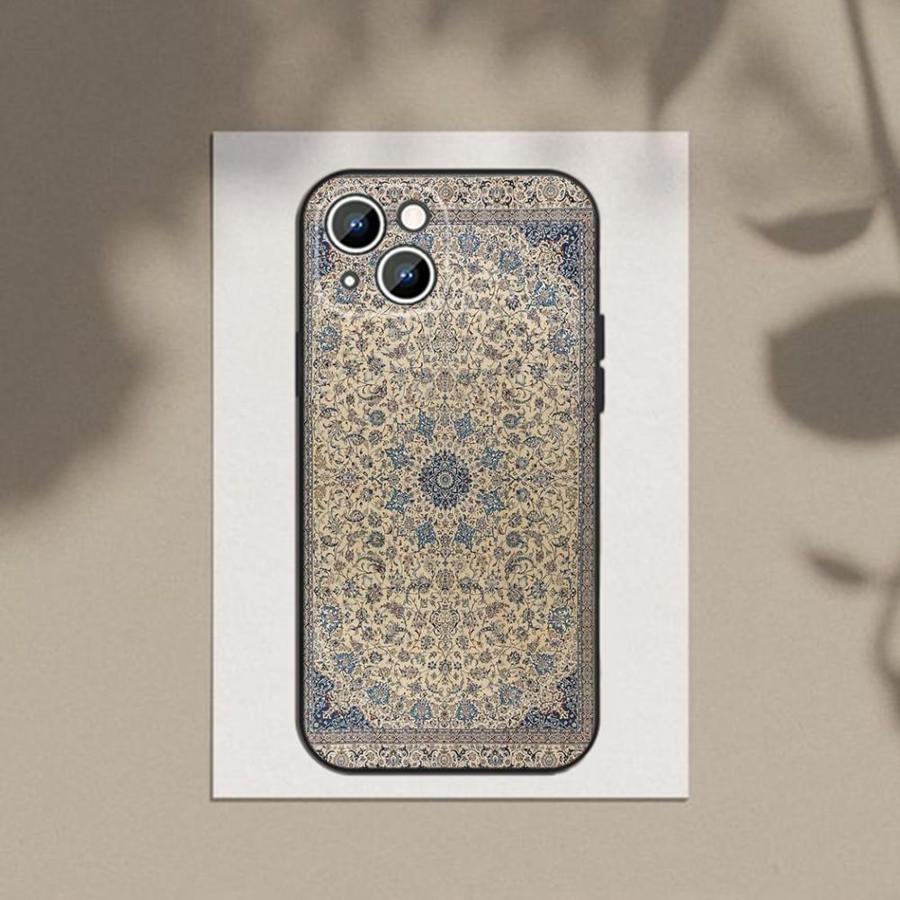 Persian Carpet Floral Pattern Phone Case For Apple iPhone 15,14,13,12,11,XS,XR,X,8,7,Pro,Max,Plus,mini Silicone Black Cover