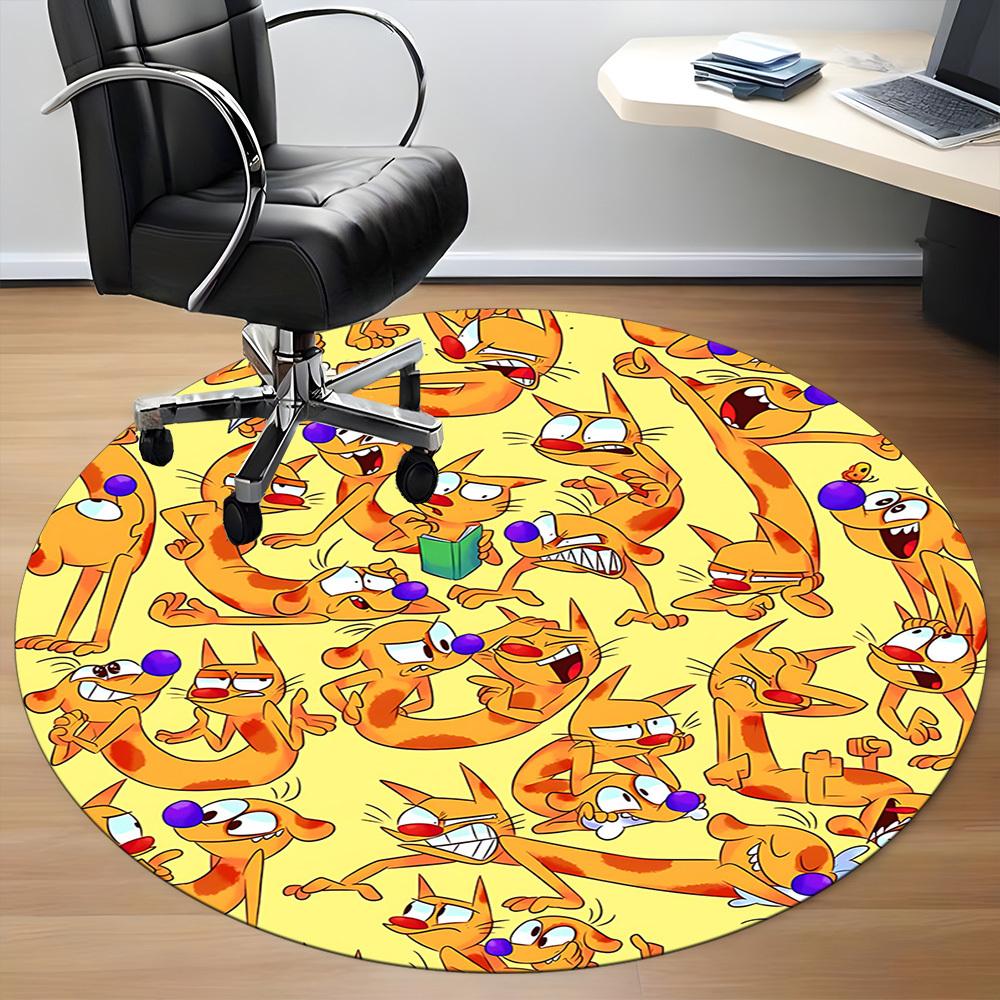 1 Stück Katze Hund Büro Runder Teppich, Schlafzimmer Wohnzimmer Heimdeko, Zimmerdeko, Offic a1016120