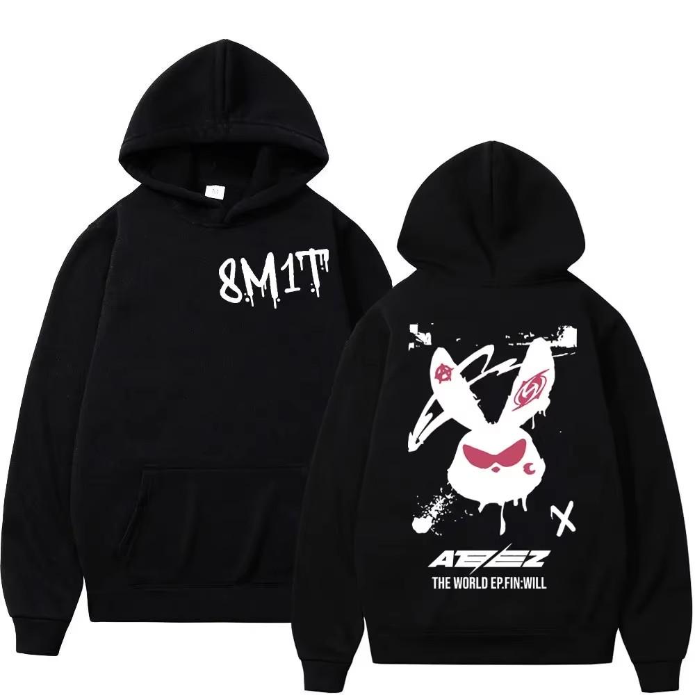 Autumn Men's Women's Hoodies Ateez 8M1T Printing Unisex Fashion Pullover Long Sleeves Loose Casual Vintage Sweatshirts