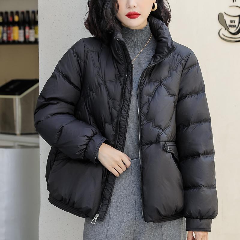 Down Jacket Women S Short Style 2026 New Winter Stand Up Collar Warm White Duck Down S чёрный
