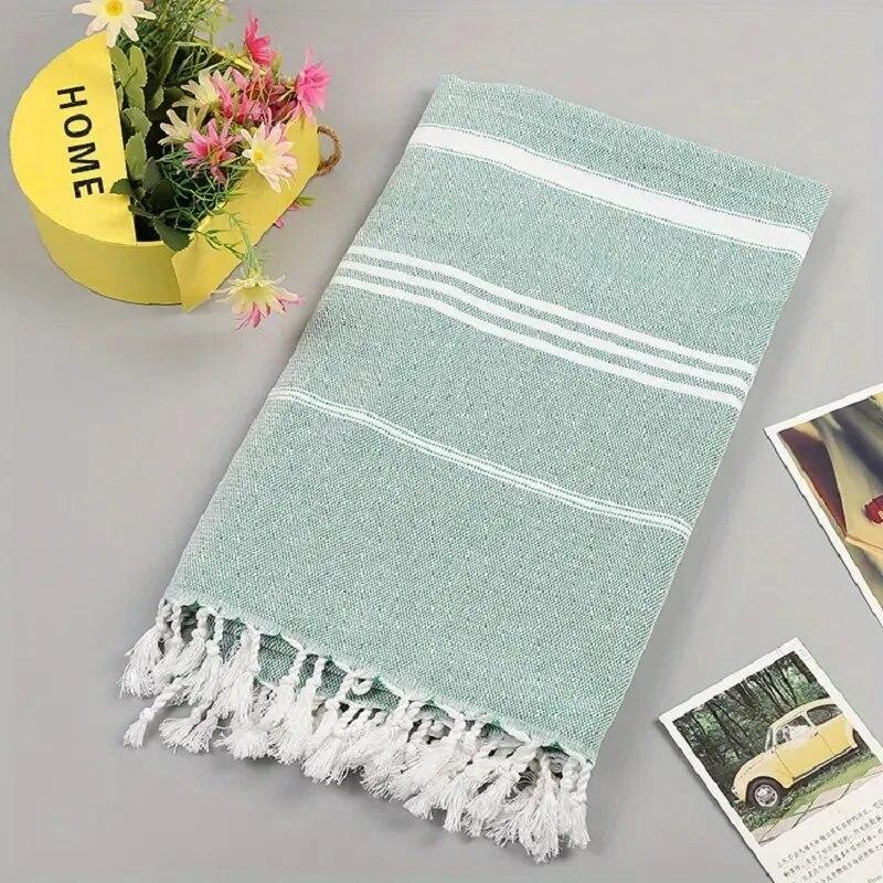 1pc Turkish Cotton Beach Towel, Oversized And Sand Free, Quick DryTowel, Beach Blanket For Bathing Swimming, 39*71 In, BathroomA