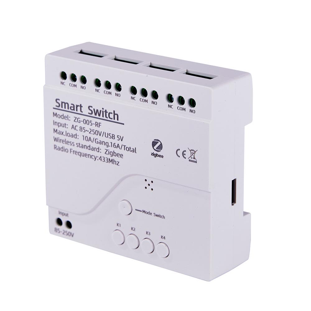 Zigbee 3.0 Tuya Smart 4-Way Relay Module: 12V/220V Jog, Interlock, Self-Locking, RF433 Compatible.