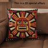 2D Aztec Sun God Embossed Style Pillow Covers Pattern Cushion Cover Suitable For Sofa Bedroom Car Pillow Cover