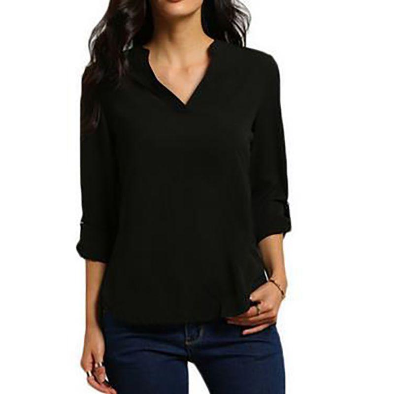 Stylish Women's Casual Long Sleeve V-neck T-shirt Pullover Tunic Blouse Options