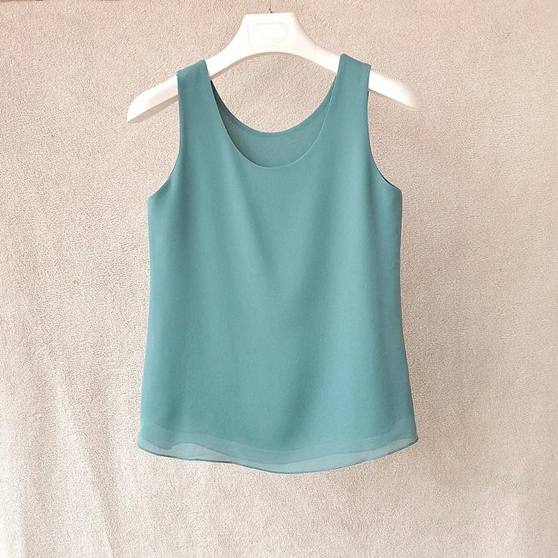 Women Summer Chiffon Blouse Sleeveless Vest Casual Loose Tops Ladies Solid Shirt