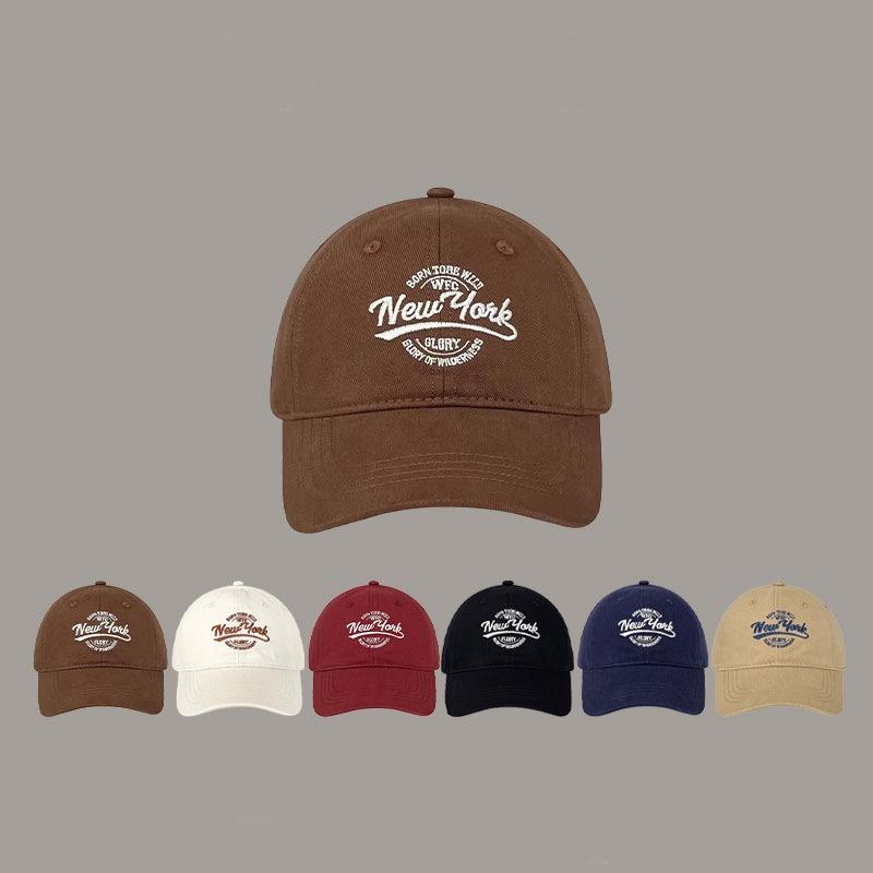 Baseball cap embroidered letters show the face small cap spring and summer sun protection sunshade retro curved brim hat tide