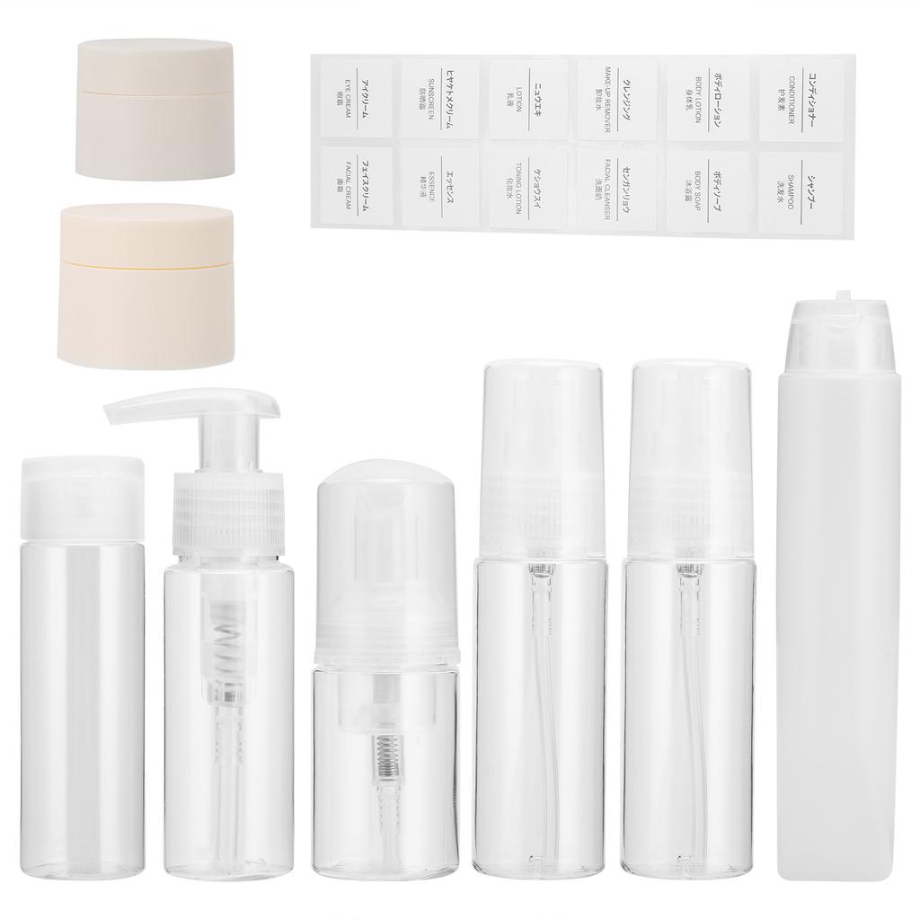 8Pcs Plastic Travel Bottle Set Leakproof Cosmetic Toiletry Travel Containers Spray Bottles