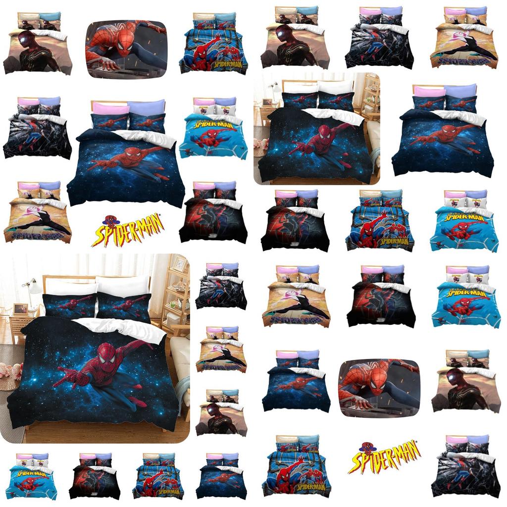 Spider-man Digital Printing Bedding Set Superhero Fleece Three-piece Set