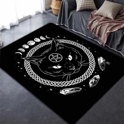 Satanischer Katzenteppich für Wohnzimmer, Heimdekoration, Sofa, Tisch, große Teppiche, Atheist, Bodenmatte, Schlafzimmer, Nachttisch, Fußpolster, Fußmatte