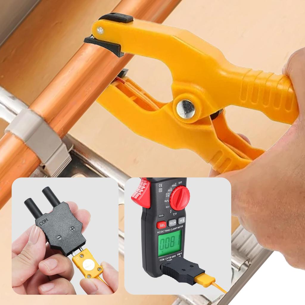 Digital Clamp Meter Multimeter Voltage Tester with Detection and LCD Backlight for Electricians AC/DC Current/Voltage, Temperature, Capacitance,