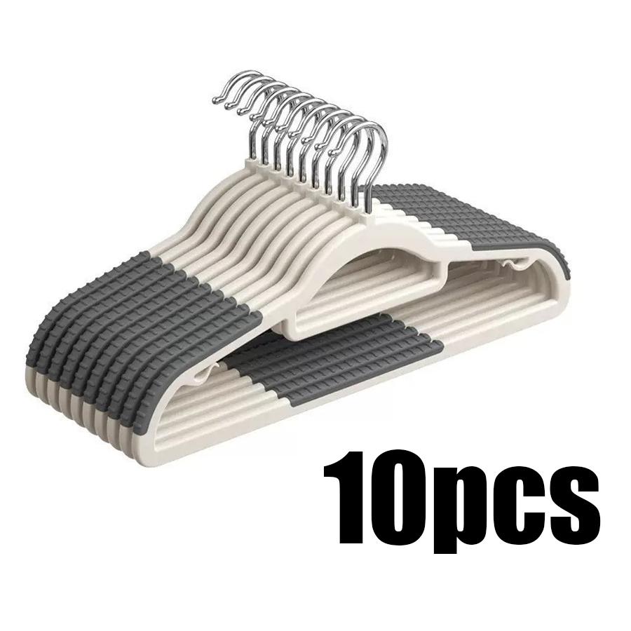 10pcs Traceless Non-Slip Hanger, Bedroom Closet Balcony Space Saving Supplies for Home Clothes Pants Drying, Organization XJM