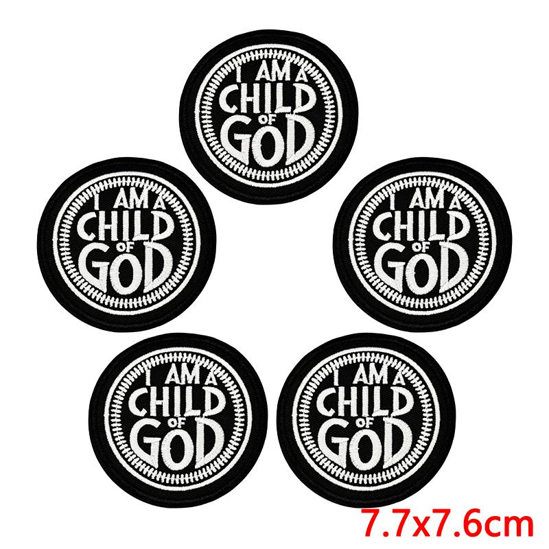 5pcs Wholesale Cartoon Jesus Embroidered For Clothes Iron On Patches For Clothing Hats Backpack Jackets Sew Embroidery Badges